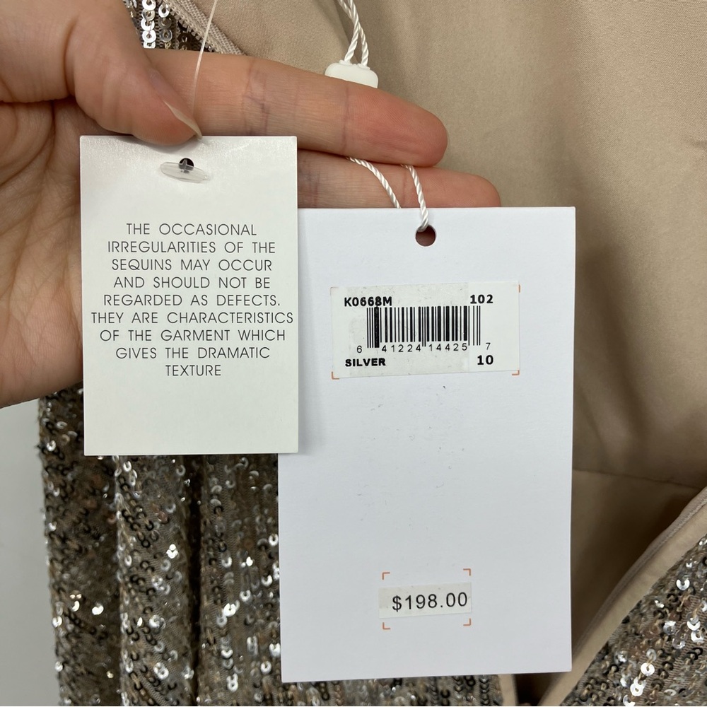 NWT Gal Meets Glam Collection Diana Sequin Tie Shoulder Flare Dress Size 10 - Picture 5 of 6